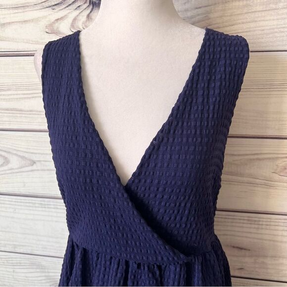 Anthropologie Ric Rac Navy Blue Tiered Layered V Neck Dress - Picture 2 of 9